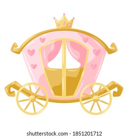 Illustration of princess carriage. Stylized picture for decoration children holiday and party.