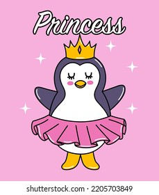 ILLUSTRATION OF PRINCESS WITH CROWN DANCER PENGUIN