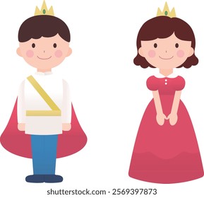 Illustration of a princess and a prince standing