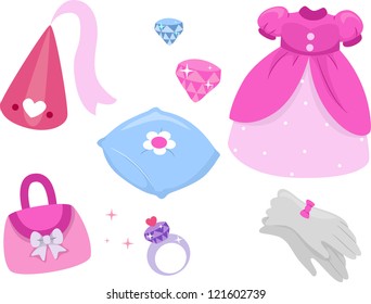 Illustration of Princess Related Design Elements