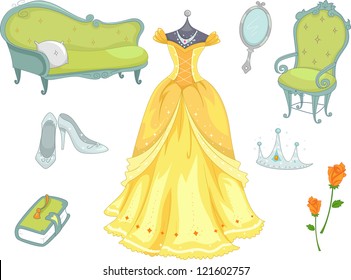 Illustration of Princess Related Design Elements