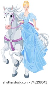 Illustration of princess is riding on a horse