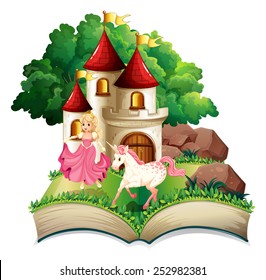 Illustration of a princess and unicorn book