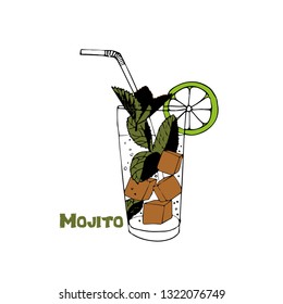 
illustration for print, mojito drink, vector graphics, illustration.