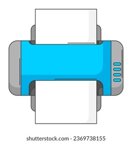 Illustration of printer. Computer equipment and work device.