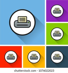 Illustration of printer icons with long shadow