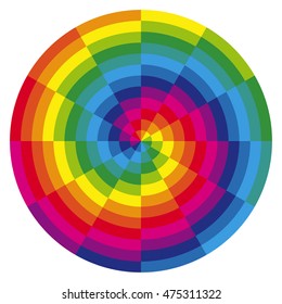 illustration of printing color spiral with different colors in gradations