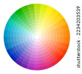 Illustration of printing color wheel with twelve colors in gradations. Gradation of colors Theory in the circle.