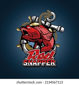 An illustration for printing on a T-shirt with a fishing theme with the words Red Snapper.