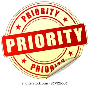 illustration of priority red sticker on white background