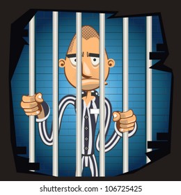 Illustration Of Prisoner in Jail