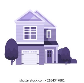 Illustration of a private house with a garage on the ground floor