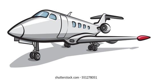 illustration of private jet airplane parked in airport
