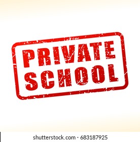 Illustration of private school text buffered on white background