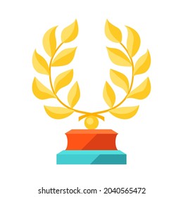 Illustration of prize with laurel wreath. Award for sports or corporate competitions.