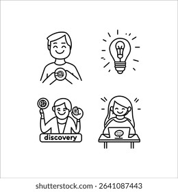 Illustration of problem solving idea generation discovery and online learning concept vector design