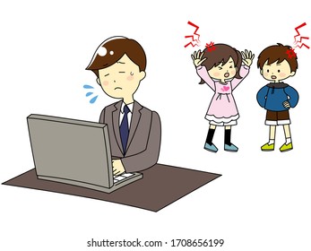 Illustration of problems while working at home