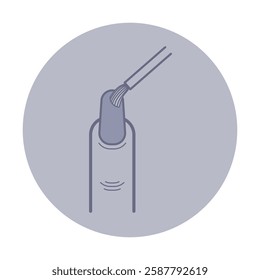 Illustration of process of nail beauty treatment. Application of polish on manicured nail with elegance and precision.