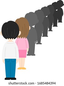 Illustration of a procession of people.
