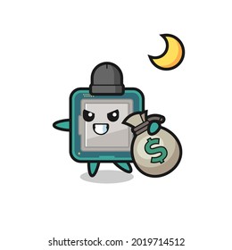 Illustration of processor cartoon is stolen the money , cute style design for t shirt, sticker, logo element