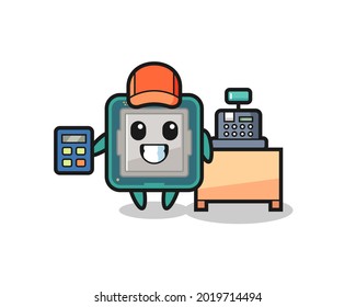 Illustration of processor character as a cashier , cute style design for t shirt, sticker, logo element