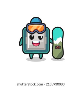 Illustration of processor character with snowboarding style , cute style design for t shirt, sticker, logo element