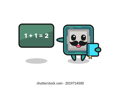 Illustration of processor character as a teacher , cute style design for t shirt, sticker, logo element