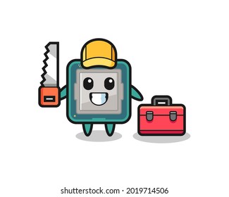 Ilustración del personaje del procesador como trabajador de la madera , diseño de estilo bonito para camiseta, pegatina, elemento logotipo
