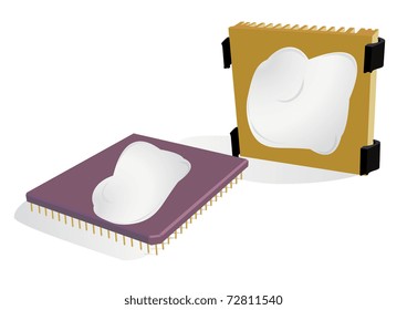 Illustration of the processor and radiator with a thermo-paste layer