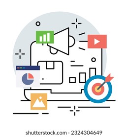 Illustration product promotion design. Concept of online marketing