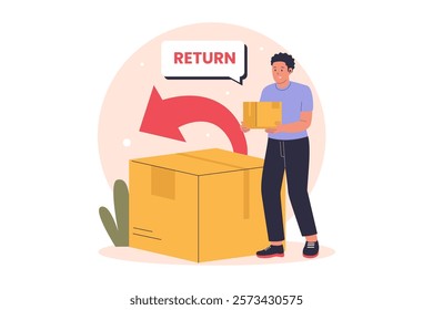 Illustration of product return concept. Illustrations for websites, landing pages, mobile apps, posters and banners. Trendy flat vector illustrations