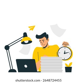 Illustration of an Productive Work Deadline Pressure Character