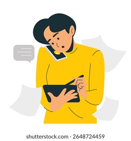 Illustration of an Productive Work Note Taking Character
