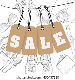illustration of products for sale. big sale concept.