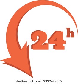 Ilustración de un icono profesional de trabajo continuo de 24 horas sobre un fondo blanco