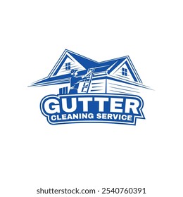 Illustration of a professional cleaning debris from a house gutter. Ideal for advertising gutter maintenance services. Emphasizes home care, cleanliness, and professional assistance.