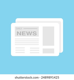 Illustration of a professional daily newspaper on a blue background