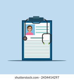 Illustration of a professional doctor's CV presented on a white background