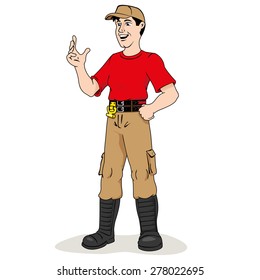 Illustration is a professional firefighter person. Ideal for informational and institutional materials