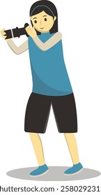 Illustration of Professional Photographer. Vector Character in Simple and Flat Design.