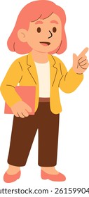 Illustration of a Professional Woman Making a Point With Document in Hand