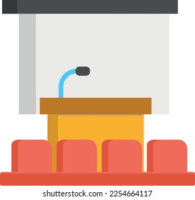 Illustration of a professionally taught lecture hall on a white background