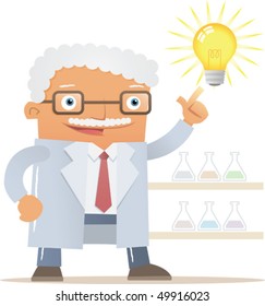Illustration of professor get an idea