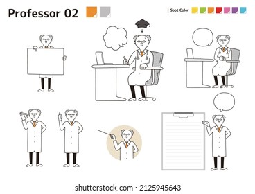 Illustration des Professors in verschiedenen Posen