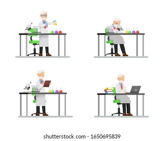 Illustration of a professor's research activities in a laboratory