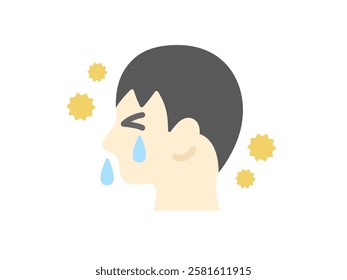 Illustration of a profile icon of a man suffering from hay fever.