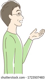 Illustration of a profile of a man holding a hand with a smile