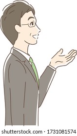 Illustration of a profile of a man holding a hand with a smile