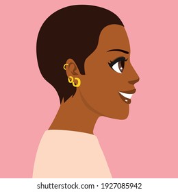 Illustration of the profile side avatar of an African American woman