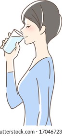 Illustration of a profile of a woman drinking cop water